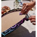 - Supla2li-5136siyah-Gorsel4 - Realhomes  Realhomes Siyah Zeminde Pembe Mavi Mandala Desenli Özel Tasarım Modern 2'li Yuvarlak Servis Altlığı - Supla Realhomes