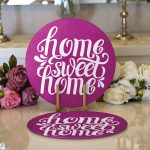 Realhomes Home Sweet Home Dijital Baskılı Modern 2'li Yuvarlak Servis Altlığı - Supla Realhomes