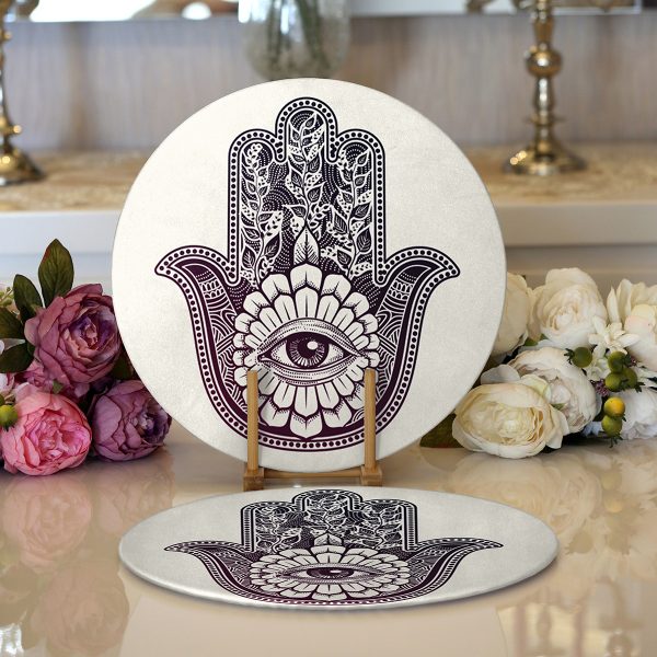 - Supla2li-5204-Gorsel1 - Realhomes  Realhomes Zİgzag Desenli Dijital Baskılı Modern 2'li Yuvarlak Servis Altlığı - Supla Realhomes