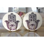 - Supla2li-5204-Gorsel2 - Realhomes  Realhomes Fâtımâ'nın Eli Özel Tasarım Dijital Baskılı Modern 2'li Yuvarlak Servis Altlığı - Supla Realhomes