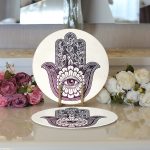 - Supla2li-5204-Gorsel3 - Realhomes  Realhomes Fâtımâ'nın Eli Özel Tasarım Dijital Baskılı Modern 2'li Yuvarlak Servis Altlığı - Supla Realhomes