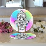 - Supla2li-5206-Gorsel3 - Realhomes Realhomes Gökkuşağı Zeminde Fatma Ana Eli Temalı Özel Tasarım Modern 2'li Yuvarlak Servis Altlığı - Supla Realhomes