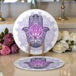 Realhomes Mandala İçinde Fatma'nın Bereket Eli Motifli Modern 2'li Yuvarlak Servis Altlığı - Supla Realhomes