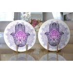 Realhomes Mandala İçinde Fatma'nın Bereket Eli Motifli Modern 2'li Yuvarlak Servis Altlığı - Supla Realhomes