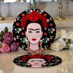 Realhomes Özel Tasarım Frida Dijital Baskılı Modern 2'li Yuvarlak Servis Altlığı - Supla Realhomes