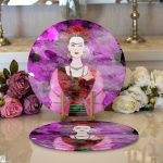 Realhomes Siyah Zeminde Renkli Frida Desenli Modern 2'li Yuvarlak Servis Altlığı - Supla Realhomes