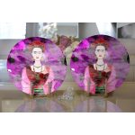 Realhomes Siyah Zeminde Renkli Frida Desenli Modern 2'li Yuvarlak Servis Altlığı - Supla Realhomes