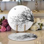 - Supla2li-5227-Gorsel1 - Realhomes  Realhomes Ağaç Dalı Kuş Tasarımlı Dijital Baskılı Modern 2'li Yuvarlak Servis Altlığı - Supla Realhomes