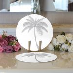 - Supla2li-5228gri-Gorsel3 - Realhomes Realhomes Beyaz Zeminde Gri Palmiye Desenli Modern 2'li Yuvarlak Servis Altlığı - Supla Realhomes