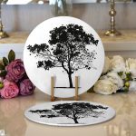 Realhomes Doğa Çizimli Ağaç Motifli Modern 2'li Yuvarlak Servis Altlığı - Supla Realhomes