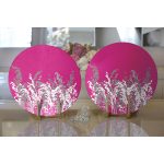 - Supla2li-5233sadefusya-Gorsel2 - Realhomes  Realhomes Fuşya Zeminde Beyaz Çiçek Dijital Baskılı Modern 2'li Yuvarlak Servis Altlığı - Supla Realhomes