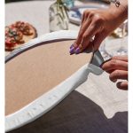 - Supla2li-5235gri-Gorsel4 - Realhomes  Realhomes Beyaz Zeminde Gri Palmiye Yaprakları Özel Tasarım Modern 2'li Yuvarlak Servis Altlığı - Supla Realhomes