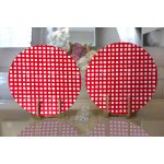 - Supla2li-5236kirmizi-Gorsel2 - Realhomes Realhomes Kırmızı Zeminde Geometrik Kare Motifli Modern 2'li Yuvarlak Servis Altlığı - Supla Realhomes