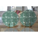 - Supla2li-5236koyuyesil-Gorsel2 - Realhomes Realhomes Koyu Yeşil Geometrik Kare Motifli Modern 2'li Yuvarlak Servis Altlığı - Supla Realhomes