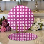 - Supla2li-5236mor-Gorsel1 - Realhomes  Realhomes Lacivert Zeminde Geometrik Kare Motifli Modern 2'li Yuvarlak Servis Altlığı - Supla Realhomes