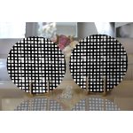 Realhomes Siyah Zeminde Geometrik Kare Motifli Modern 2'li Yuvarlak Servis Altlığı - Supla Realhomes