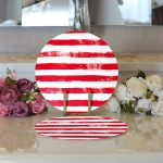 - Supla2li-5237kirmizi-Gorsel3 - Realhomes Realhomes Kırmızı Çizgili Motifli Modern 2'li Yuvarlak Servis Altlığı - Supla Realhomes