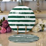 - Supla2li-5237koyuyesil-Gorsel1 - Realhomes Realhomes Koyu Yeşil Çizgili Motifli Modern 2'li Yuvarlak Servis Altlığı - Supla Realhomes