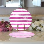 - Supla2li-5237mor-Gorsel3 - Realhomes Realhomes Mor Çizgili Motifli Modern 2'li Yuvarlak Servis Altlığı - Supla Realhomes