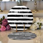 - Supla2li-5237siyah-Gorsel1 - Realhomes Realhomes Siyah Çizgili Motifli Modern 2'li Yuvarlak Servis Altlığı - Supla Realhomes