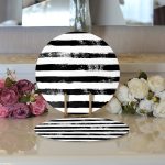 - Supla2li-5237siyah-Gorsel3 - Realhomes Realhomes Siyah Çizgili Motifli Modern 2'li Yuvarlak Servis Altlığı - Supla Realhomes