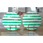 Realhomes Yeşil Çizgili Motifli Modern 2'li Yuvarlak Servis Altlığı - Supla Realhomes