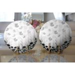 Realhomes Siyah Çiçekler Üzerinde Kelebek Motifli Özel Tasarım Modern 2'li Yuvarlak Servis Altlığı - Supla Realhomes