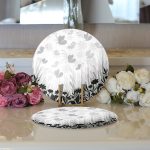 Realhomes Siyah Çiçekler Üzerinde Kelebek Motifli Özel Tasarım Modern 2'li Yuvarlak Servis Altlığı - Supla Realhomes