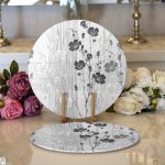 Realhomes Karakalem Çizimli Çiçek Tasarım Dijital Baskılı Modern 2'li Yuvarlak Servis Altlığı - Supla Realhomes