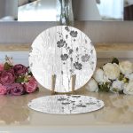 Realhomes Karakalem Çizimli Çiçek Tasarım Dijital Baskılı Modern 2'li Yuvarlak Servis Altlığı - Supla Realhomes