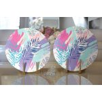 - Supla2li-5250-Gorsel2 - Realhomes  Realhomes Sulu Boya Yapraklar Özel Tasarım Modern 2'li Yuvarlak Servis Altlığı - Supla Realhomes