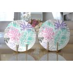 Realhomes Beyaz Zemin Üzerinde Sulu Boya Renkli Yaprak Çizimli Modern 2'li Yuvarlak Servis Altlığı - Supla Realhomes