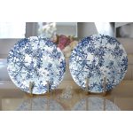 Realhomes Beyaz Zeminde Mavi Kristal Ve Yıldız Motifli Özel Tasarım Modern 2'li Yuvarlak Servis Altlığı - Supla Realhomes