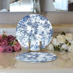 Realhomes Beyaz Zeminde Mavi Kristal Ve Yıldız Motifli Özel Tasarım Modern 2'li Yuvarlak Servis Altlığı - Supla Realhomes