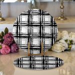 Realhomes Izgara Zeminde Gri Tonlama Dijital Baskılı Özel Tasarım Modern 2'li Yuvarlak Servis Altlığı - Supla Realhomes