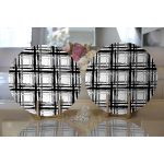 Realhomes Izgara Zeminde Gri Tonlama Dijital Baskılı Özel Tasarım Modern 2'li Yuvarlak Servis Altlığı - Supla Realhomes