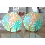 - Supla2li-5266-Gorsel2 - Realhomes Realhomes Mavi Ve Pembe Yaprak Çizimli Özel Tasarım Dijital Baskılı Modern 2'li Yuvarlak Servis Altlığı - Supla Realhomes