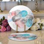 - Supla2li-5267-Gorsel1 - Realhomes Realhomes Beyaz Zeminde Renkli Yumurta Desenli Özel Tasarım Modern 2'li Yuvarlak Servis Altlığı - Supla Realhomes