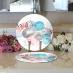 - Supla2li-5267-Gorsel3 - Realhomes Realhomes Beyaz Zeminde Renkli Yumurta Desenli Özel Tasarım Modern 2'li Yuvarlak Servis Altlığı - Supla Realhomes