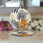 - Supla2li-5271-Gorsel3 - Realhomes Realhomes Kahverengi Ve Gri Yaprak Desenli Modern 2'li Yuvarlak Servis Altlığı - Supla Realhomes