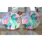 Realhomes Sulu Boya Yaprak Desenli Modern 2'li Yuvarlak Servis Altlığı - Supla Realhomes