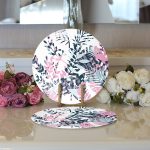 Realhomes Sulu Boya Yaprak Motifli Dijital Baskılı Modern 2'li Yuvarlak Servis Altlığı - Supla Realhomes