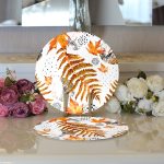 - Supla2li-5279-Gorsel3 - Realhomes Realhomes Mermer Zeminde Kurumuş Yaprak Dijital Baskılı Modern 2'li Yuvarlak Servis Altlığı - Supla Realhomes