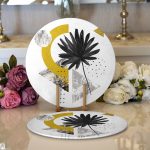 - Supla2li-5282-Gorsel1 - Realhomes Realhomes Geometrik Mermer Zemin Üzerinde Tohumları Dökülen Çiçek Motifli Modern 2'li Yuvarlak Servis Altlığı - Supla Realhomes