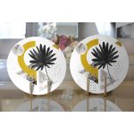 - Supla2li-5282-Gorsel2 - Realhomes Realhomes Geometrik Mermer Zemin Üzerinde Tohumları Dökülen Çiçek Motifli Modern 2'li Yuvarlak Servis Altlığı - Supla Realhomes