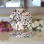 Realhomes Leopar Dijital Baskılı İkat Desenli Modern 2'li Yuvarlak Servis Altlığı - Supla Realhomes