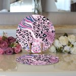- Supla2li-5284-Gorsel3 - Realhomes Realhomes Lila Zeminli Leopar Desenli Dijital Baskılı Özel Tasarım Modern 2'li Yuvarlak Servis Altlığı - Supla Realhomes