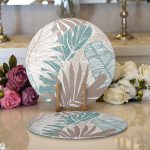 Realhomes Modern Floral Desen Dijital Baskılı Özel Tasarım 2'li Yuvarlak Servis Altlığı - Supla Realhomes