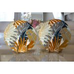 - Supla2li-5287-Gorsel2 - Realhomes Realhomes Kahve Ve Gri Renk Yaprak Motifli Dijital Baskılı Modern 2'li Yuvarlak Servis Altlığı - Supla Realhomes