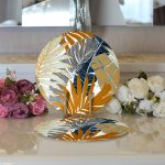 - Supla2li-5287-Gorsel3 - Realhomes Realhomes Kahve Ve Gri Renk Yaprak Motifli Dijital Baskılı Modern 2'li Yuvarlak Servis Altlığı - Supla Realhomes